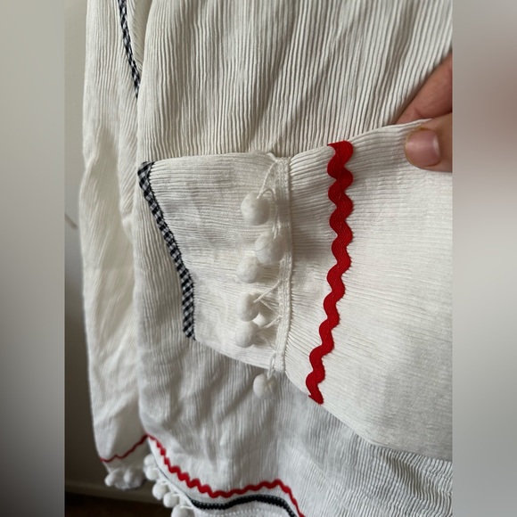 NWT English factory Bohemian festival Tassel & Pom Pom Trim Open Front Jacket - Picture 6 of 12